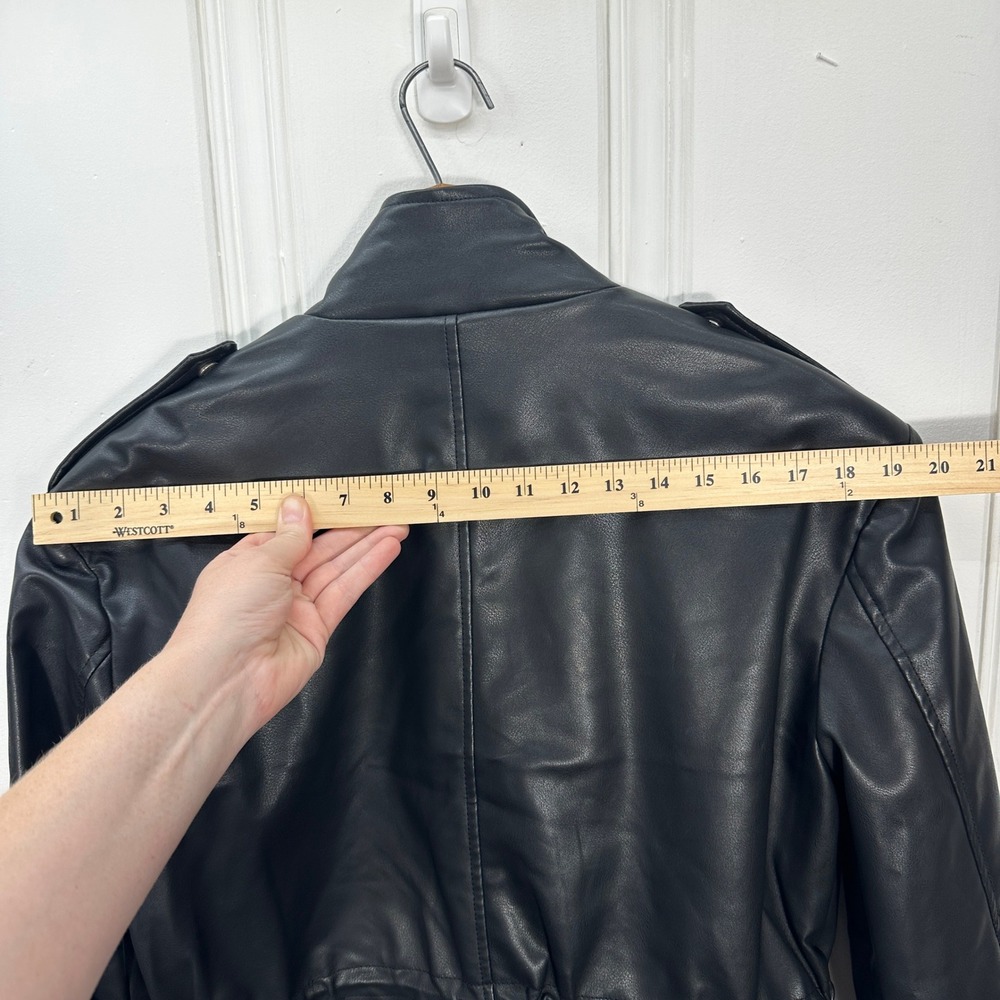 Azalea Wang Faux Leather Jacket Womens Large Black Excellent Cropped Utility - Picture 11 of 16